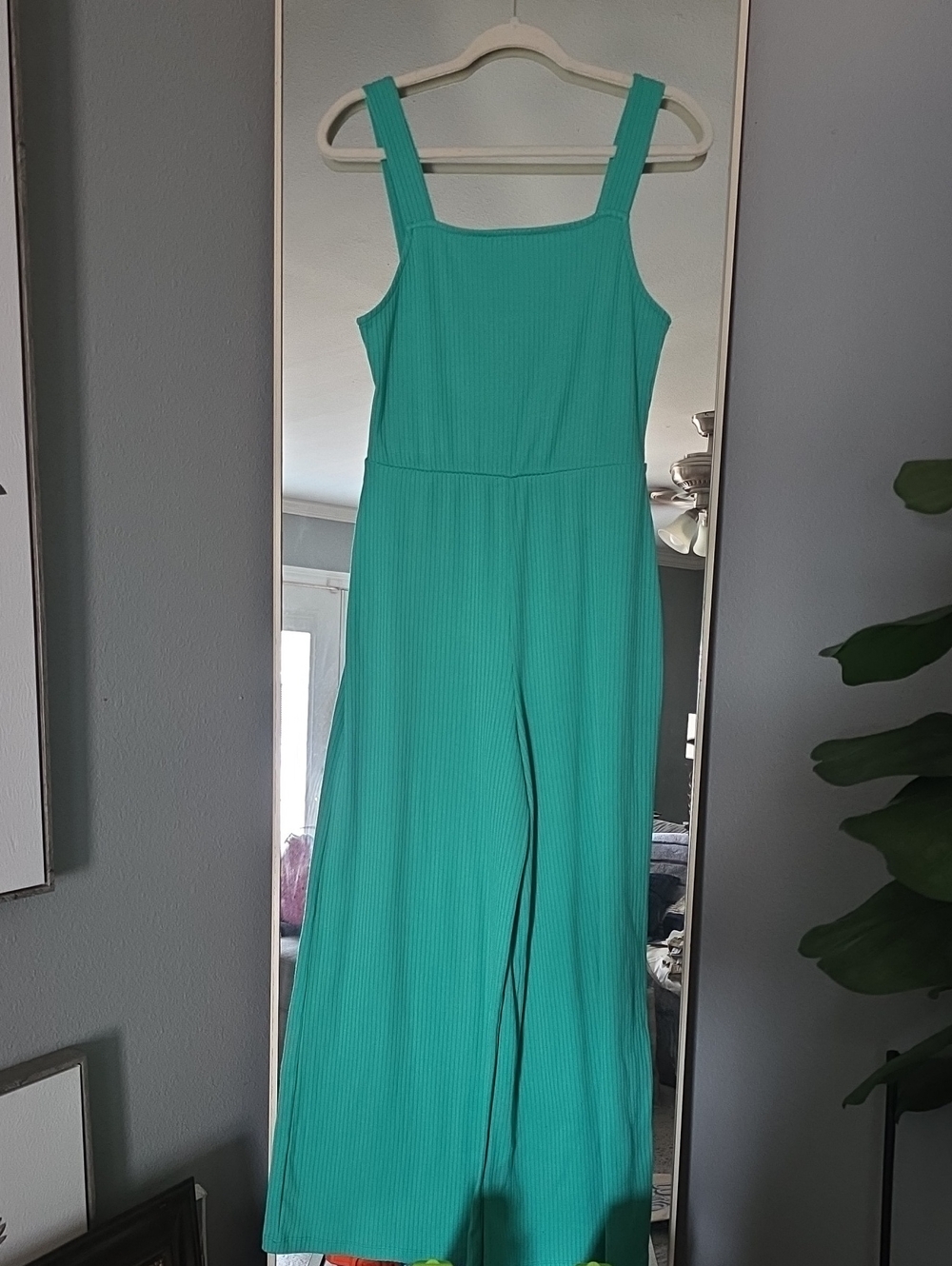 Forever 21 Teal Wide-Leg Ribbed Jumpsuit